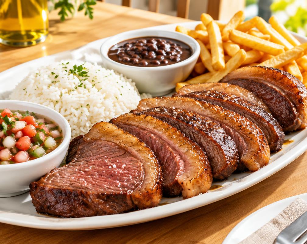 Picanha na chapa com acompanhamentos — imagem ilustrativa